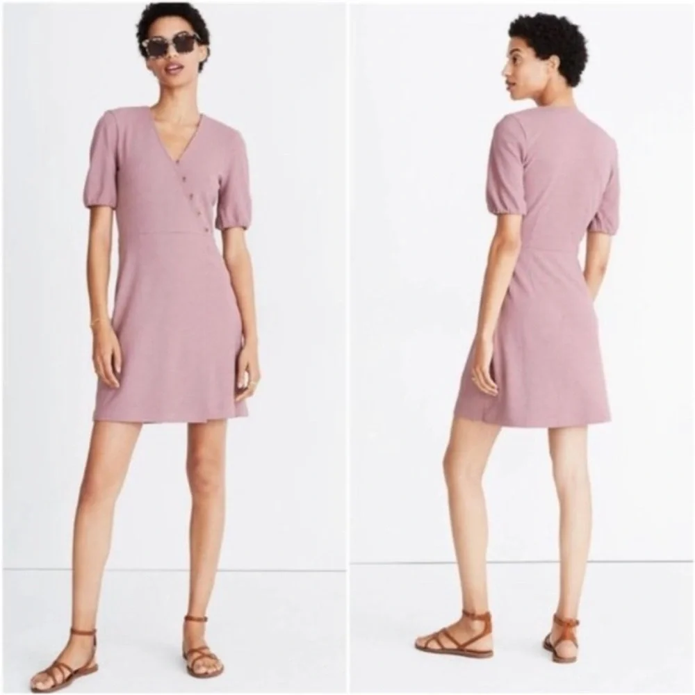 Madewell | Cross Front Lavender button Wrap Dress Size Small - Picture 1 of 10